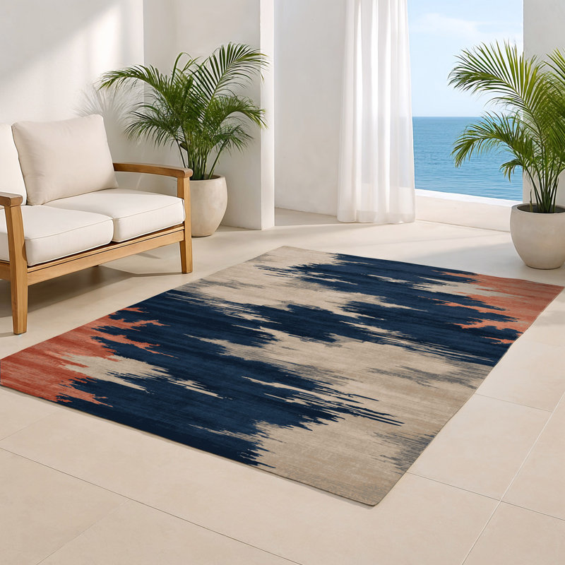 Watercolor Gray Indoor and Outdoor Area Rug, Rectangle 5' x 7'