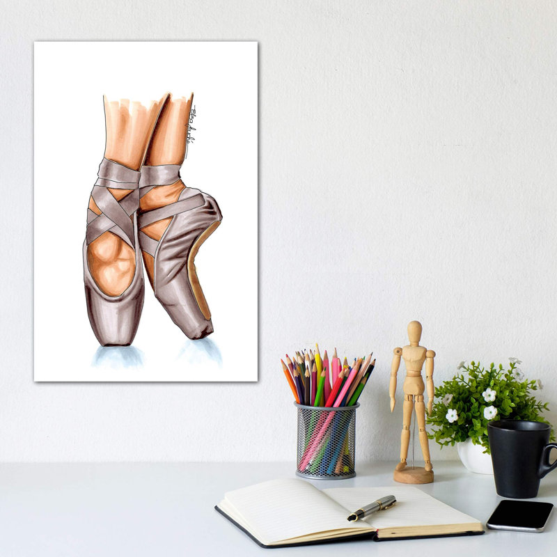 «Beige Pointe» par Elza Fouche - reproduction imprimée, Toile tendue, Pas de tapis, H 12 po x l 8 po x P 0,75 po