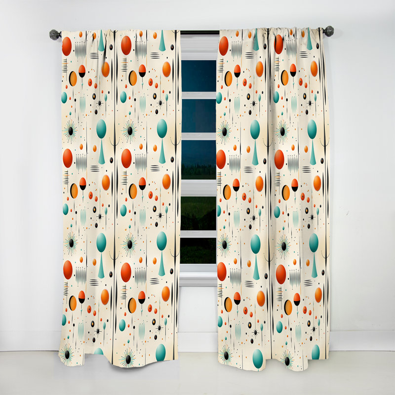 Matrice géométrique moderne beige rétro - rideau en velours moderne - obscurcissant - 1 panneau, L 52 po x L 95 po