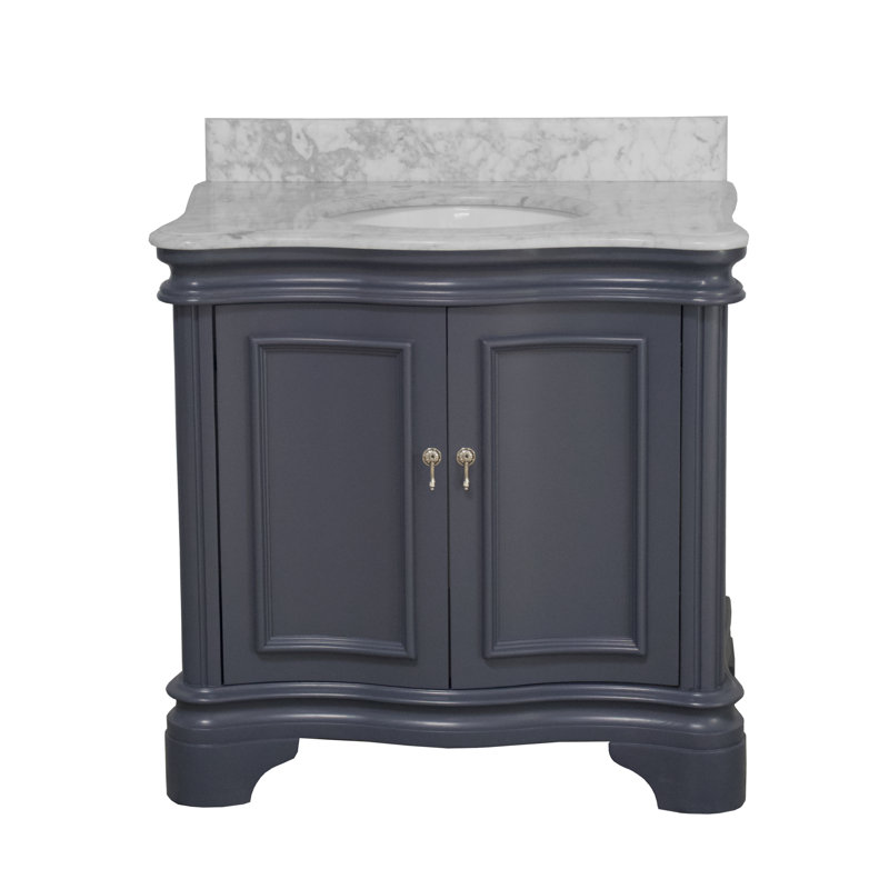 Ensemble de meuble-lavabo simple 36 po Twain, Gris charbon, Marbre de Carrare