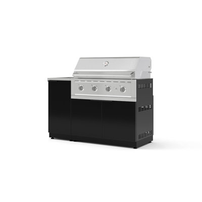 Ensemble d'armoires extérieures en aluminium 3 pièces avec évier, gril et barbecue au gaz naturel 40 po