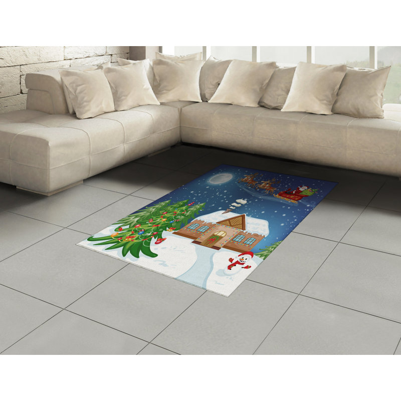Christmas High Density Long Fiber Poly Threads Decorative Area Rug Carpet, Rectangle 4' x 5'8"