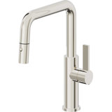 Corsano Contemporary Pull Down Kitchen Faucet with Button Sprayer Quad Spout and FB Series Handle