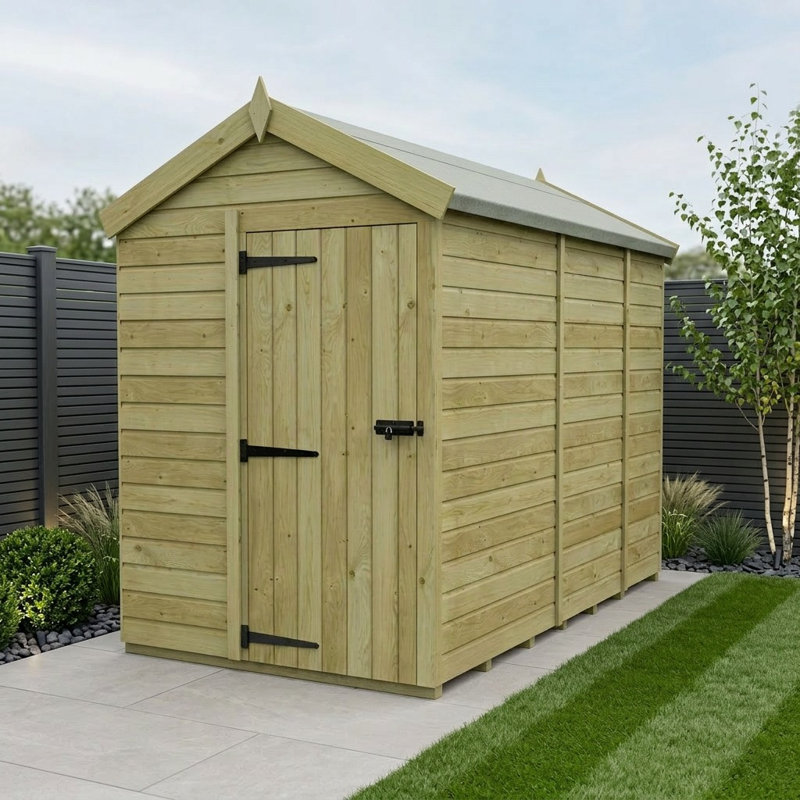 Total Sheds 5ft x 9ft Apex Garden Shed - Single Door - No Windows - Pressure Treated Timber - UK Manufactured