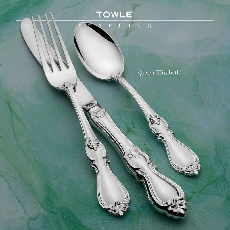 Towle Silversmiths Sterling Silver Queen Elizabeth 4 Piece Flatware Set, Service for 1
