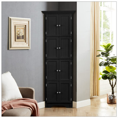 Tall Storage Cabinet With Doors And 4 Adjustable Shelves, Modern Design For Versatile Home Organization