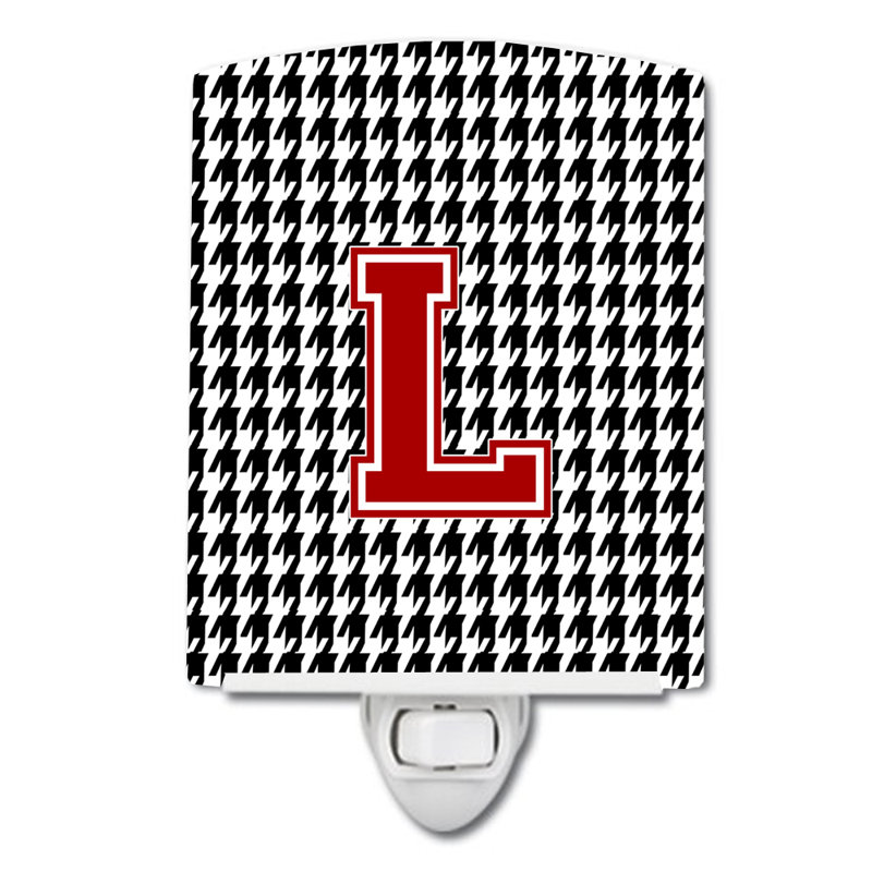 Éclairage de nuit en céramique monogramme houndstooth, L