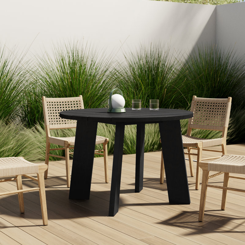 Pernelle 47" Round Outdoor Dining Table, Black/Black