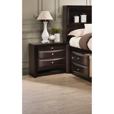 Table de chevet contemporaine pour chambre à coucher - 2 tiroirs, finition en bois massif brun enchanteur