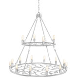 Heritage 16 - Light Candle Style Wagon Wheel Chandelier