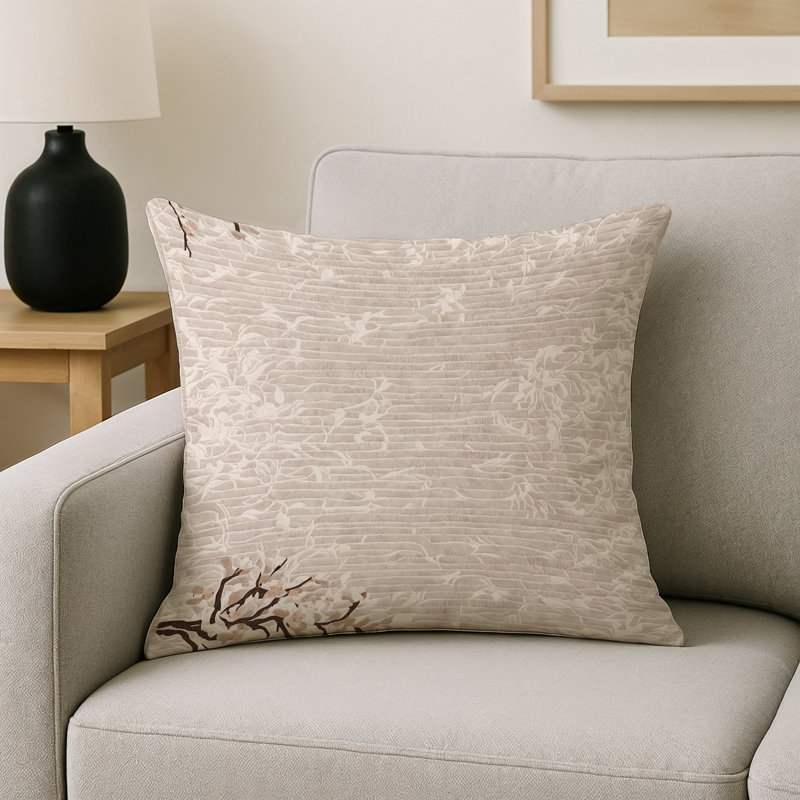 Coussin décoratif intérieur et extérieur Modern, Beige / abstrait 2, Carré 18 po
