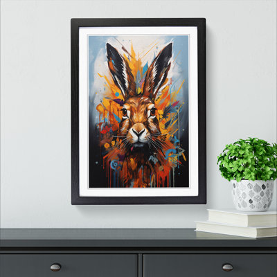 Hare Hard Edge - Single Picture Frame Print on Wood
