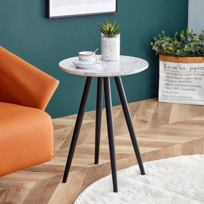 Table basse en bois Hemmine, Noir, Blanc