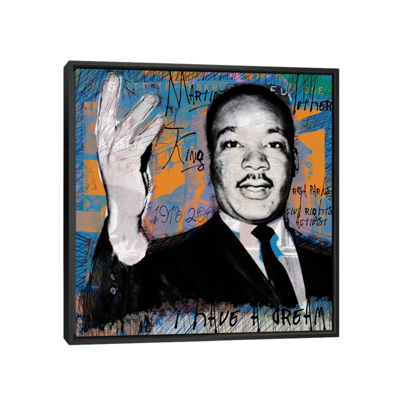 «I Have A Dream», affiche vintage sur toile tendue, H 18 po x l 18 po x P 1,5 po, Toile avec cadre noir, Pas de tapis