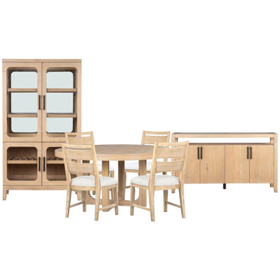 Table de salle à manger ronde avec 4 chaises d'appoint et buffet