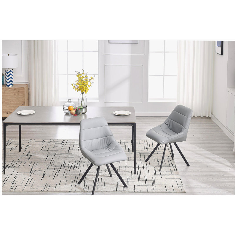 Chaise de salle à manger, chaise en tissu épais, ensemble de pieds en métal 2 pièces, gris, Gris