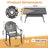 Diredra 7-Piece Cast Aluminum Patio Dining Set with 59" Rectangular Table, Umbrella Hole & Blue Cushions-1874848379
