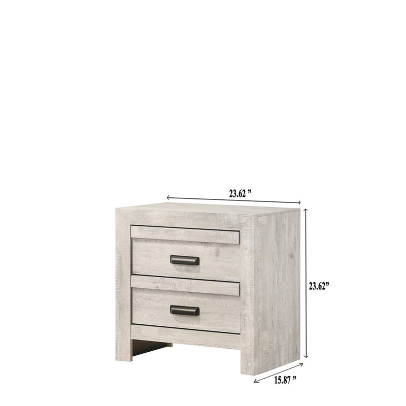 2 Nightstand With Rustic Style - Beige Gray Bedroom Furniture Contemporary