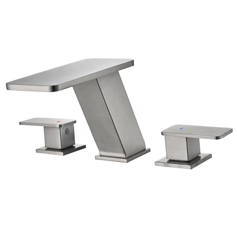Widespread Faucet 2-Handle Bathroom Faucet with Drain Assembly, Brushed Nickel