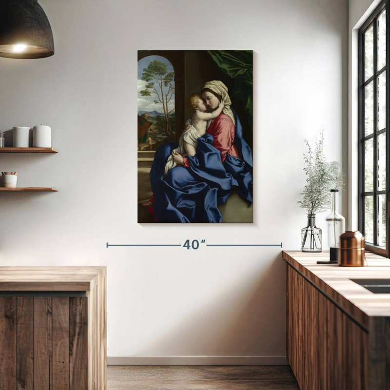 Leisha, la Vierge et l'enfant embrassant, H 39 po x l 26 po