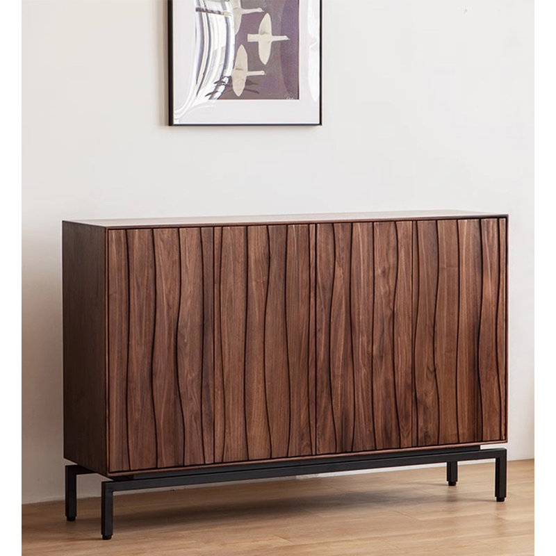 Wabi-Sabi Style Solid Black Walnut Shoe Cabinet, 39.37" H x 70.87" W x 15.75" D