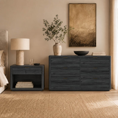 Evelyn Modern 2-Piece Dresser and Nightstand Bedroom Set in Charcoal Gray