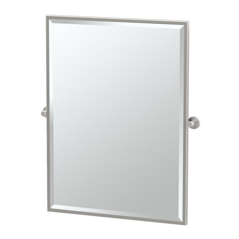 Miroir de salle de bain Channel, Nickel satiné, H 32,5 po x l 27,63 po