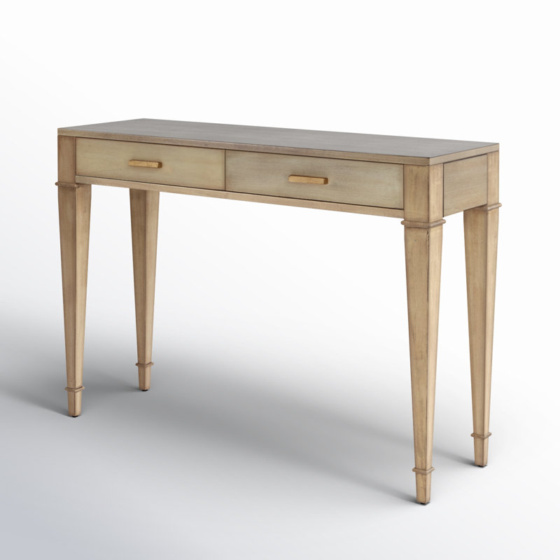 Kai 2 Drawer 45" Burl Wood Console Table, Antique Beige