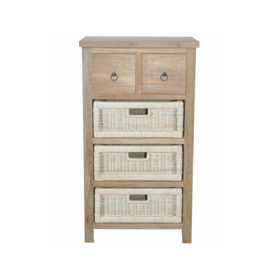 Safari Occasional Table W/ Drawer & Rattan Baskets