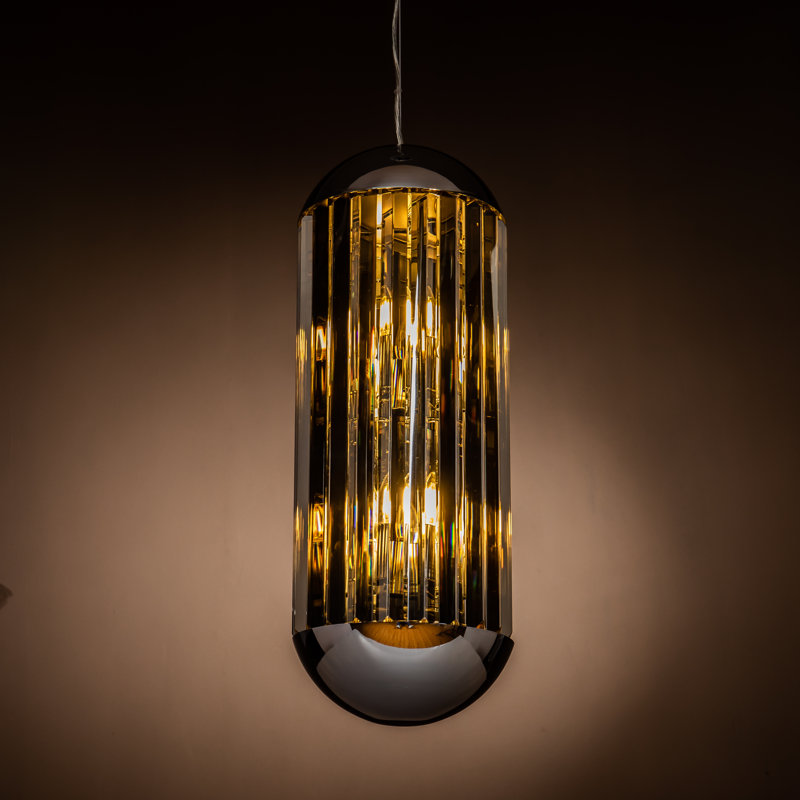 Stone 6 - Light Crystal Pendant, 165cm H x 24cm W x 24cm D, Smoked Crystal