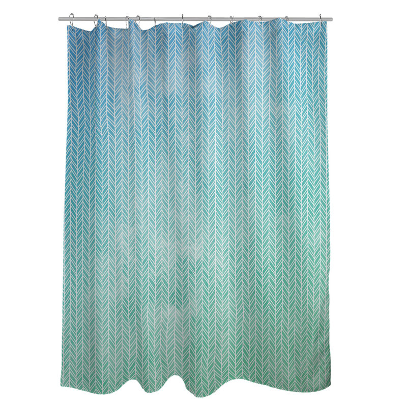 Rideau de douche Herringbone, Bleu / Vert