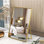 Rectangular Gold Vanity Makeup Mirror With Metal Stand 