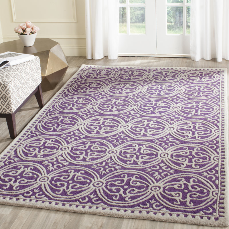 Geometric Wool Hand Woven Area Rug, Rectangle 122 x 183 cm