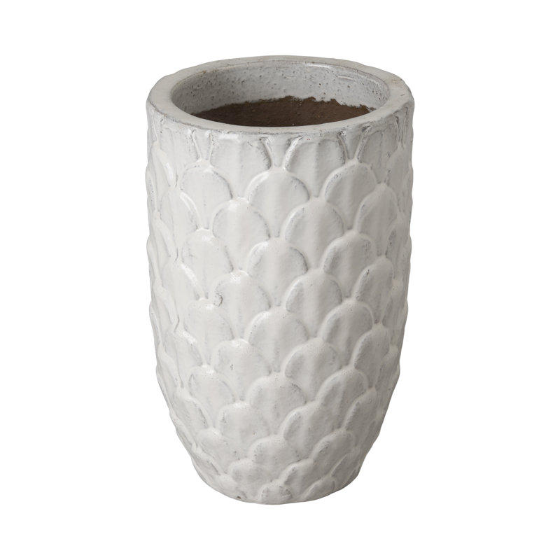 Handmade Ceramic Pot Planter, 19" H x 12.5" W x 12.5" D, Antique White
