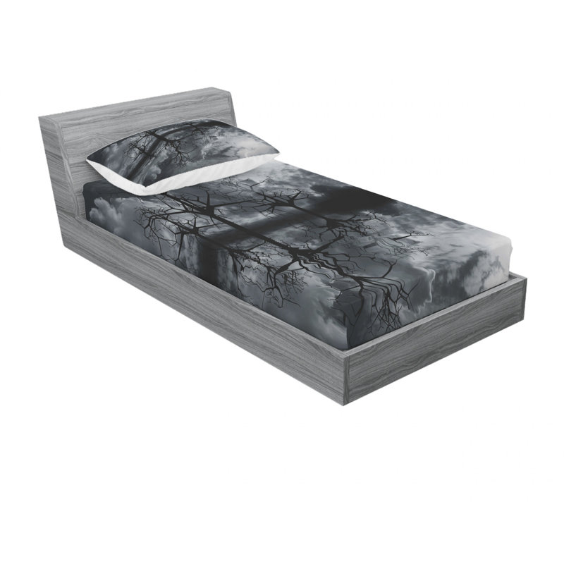 Ensemble de draps à terrains fantaisie en 3d, Ensemble de draps pour lit simple avec drap-housse