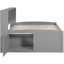 Lit de jour gris avec 2 armoires de chevet, 4 tiroirs et tablettes supérieures-1695608899