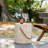 Outdoor Side Table With Simulated Braided Cord