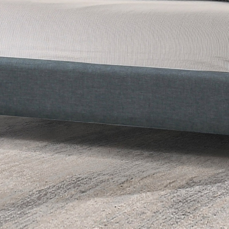 Lit plateforme très grand californien moderne avec tête de lit capitonnée en polyfibre gris anthracite, aucun sommier requis