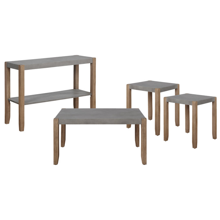 Aston 4 Piece Living Room Set With 36"W Coffee Table Two 21"W End Tables And 40"W TV Console Table