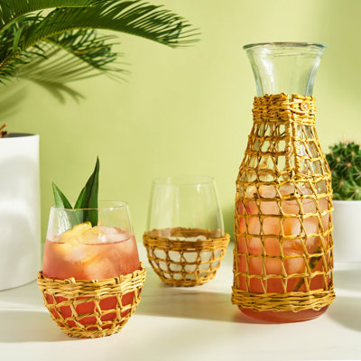 Twine Island Carafe & Stemless Wine Glass Set, Set Of 1, Twine