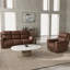 Fauteuil inclinable pivotant manuel, fauteuil inclinable électrique double et causeuse couleur noyer - Esthétique cuir élégant et 2 fauteuils inclinables avec structure solide pour une stabilité optimale