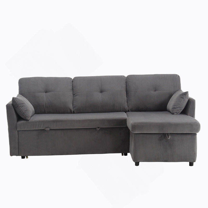 Modular Sectional Sofa L Shaped Modular Couch with Reversible Chaise, Dark Gray Velvet