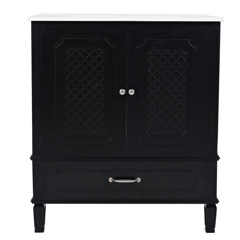 Meuble-lavabo de salle de bain avec lavabo, armoire de rangement avec porte à fermeture douce