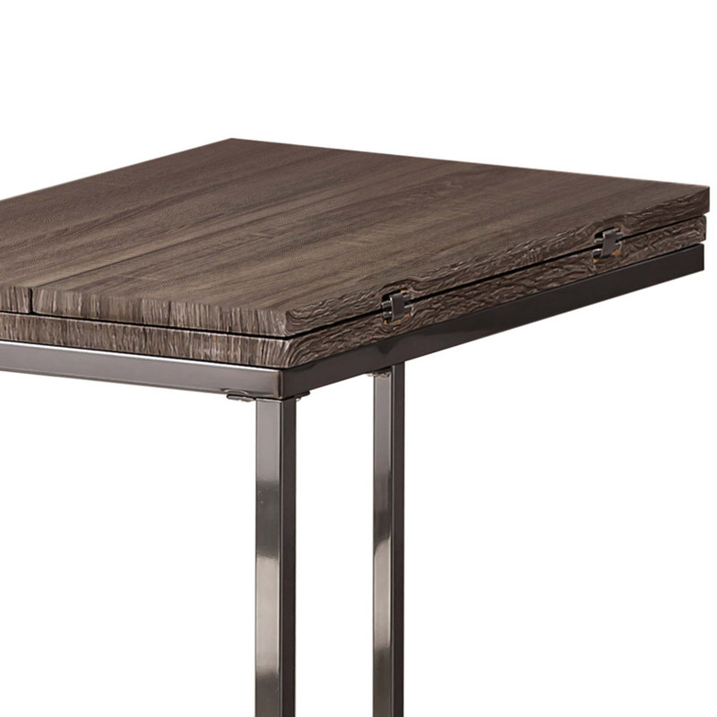 Table de bout extensible avec plateau gris vieilli, parfaite pour les espaces de vie modernes et classiques