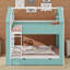 Lit superposé House avec tiroirs de rangement, tablettes et bande lumineuse, design moderne-438578894-438960154