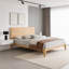 Mid-Century Modern Queen Size 12 Inch Bamboo Wood Platform Bed With Wood Slat Metal Support