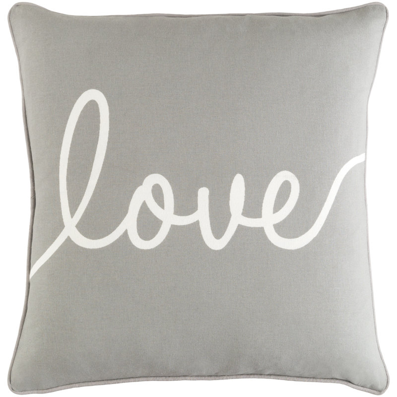 Manylath Square Cotton Pillow Cover, Gray/White