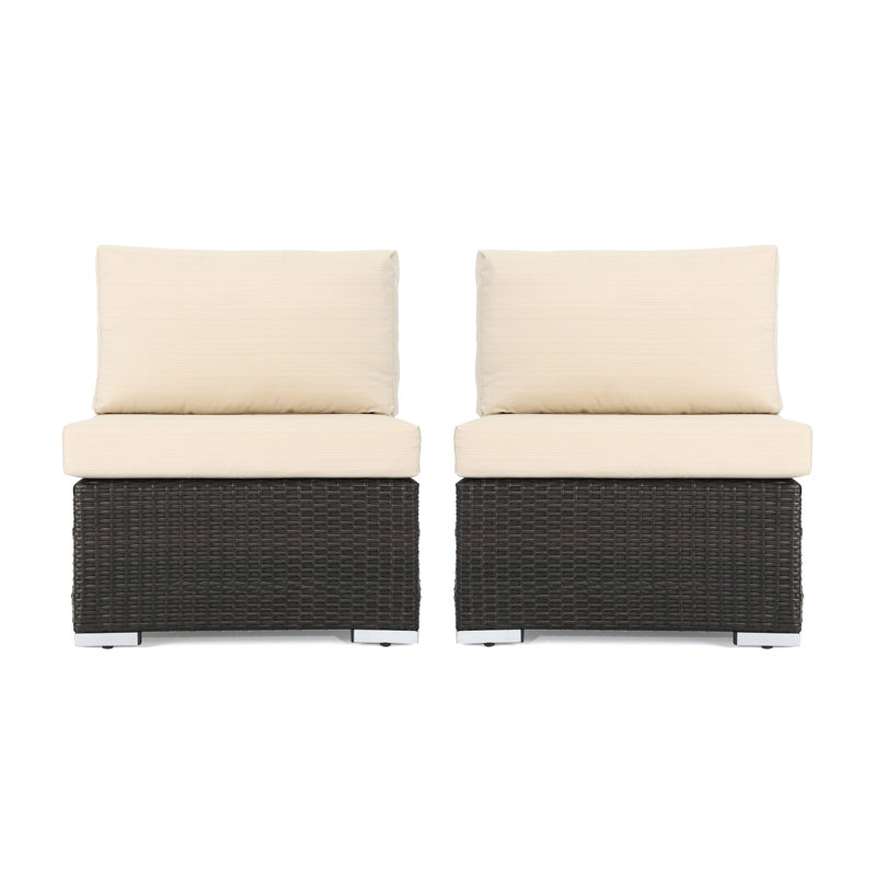 Hastyer Wicker Outdoor Armless Lounge Chair, Beige
