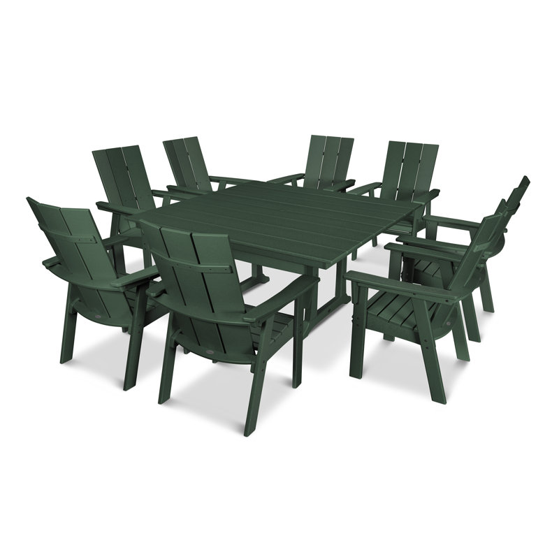 Ensemble de salle à manger POLYWOOD, Vert, 7 pièces : table, 6 chaises