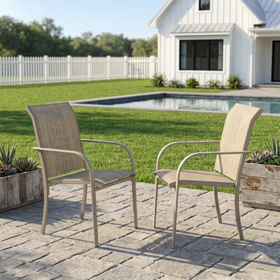 Rikelme Premium All-Weather Wicker Outdoor Stacking Dining Armchair